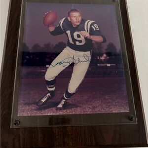 Johnny Unitas mounted and autographed 8x10 photo plaque